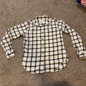 Filson Alaskan Guide Flannel Shirt Top Cream & Brown Plaid Women's Small